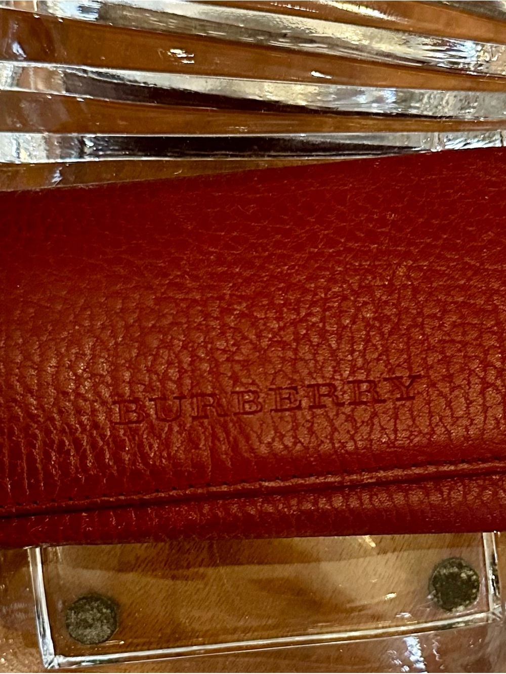 Vintage BURBERRY 5 Key Burgundy Leather Case